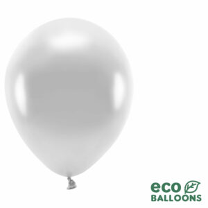 Eco ballonnen metallic zilver 26 cm & 10 stuks