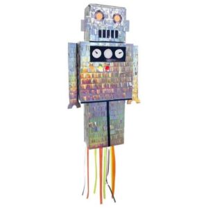 robot-piñata-zilver-met-kleur-groot